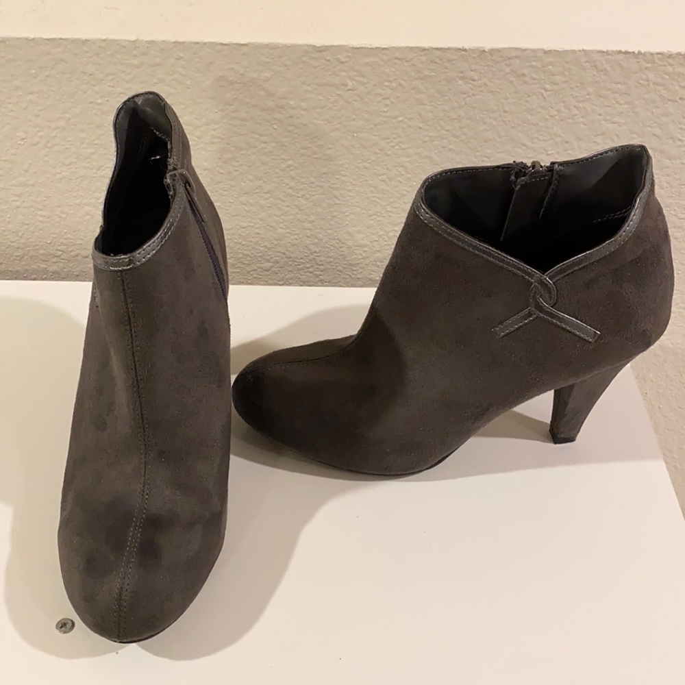 Gray Faux Suede Ankle Boots